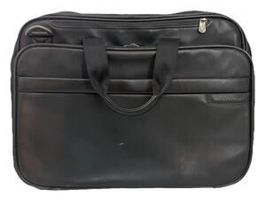 BRIGGS & RILEY LB104X Black Leather Expandable Laptop Commute Briefcase Bag